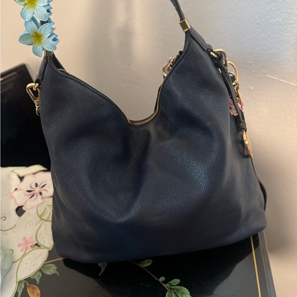 Michael Kors Navy Leather Hobo Bag